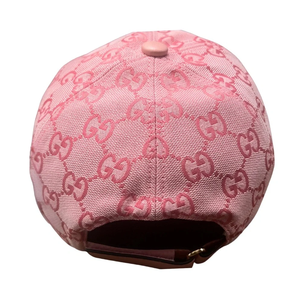 Gucci Pink GG Monogram Canvas Cotton Baseball Cap Hat - Picture 4 of 10